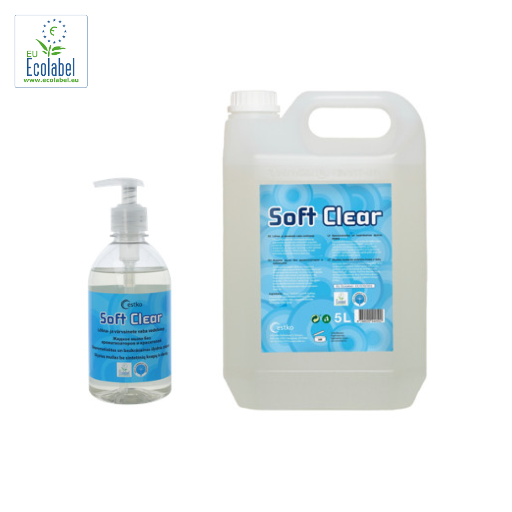 Ekologiškas skystas muilas be kvapiklių ir dažiklių Soft Clear