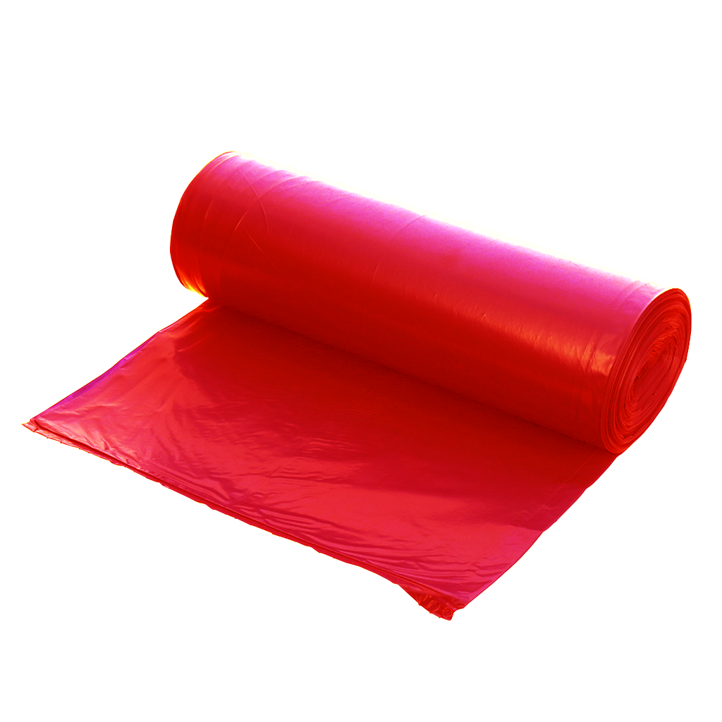 30L (50vnt) raudoni HDPE maišeliai šiukšlėms